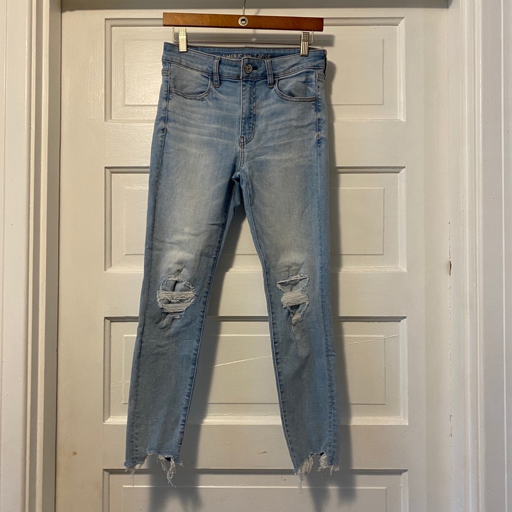 AE Light Wash High Rise Jegging Crop
